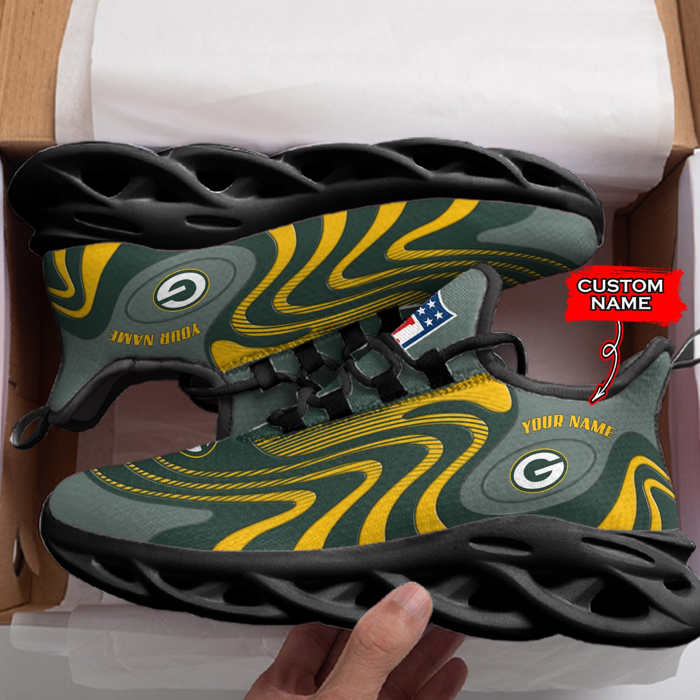 Ideafootwear Green Bay Packers NFL Max Soul Shoes Sneakers For Men And Women