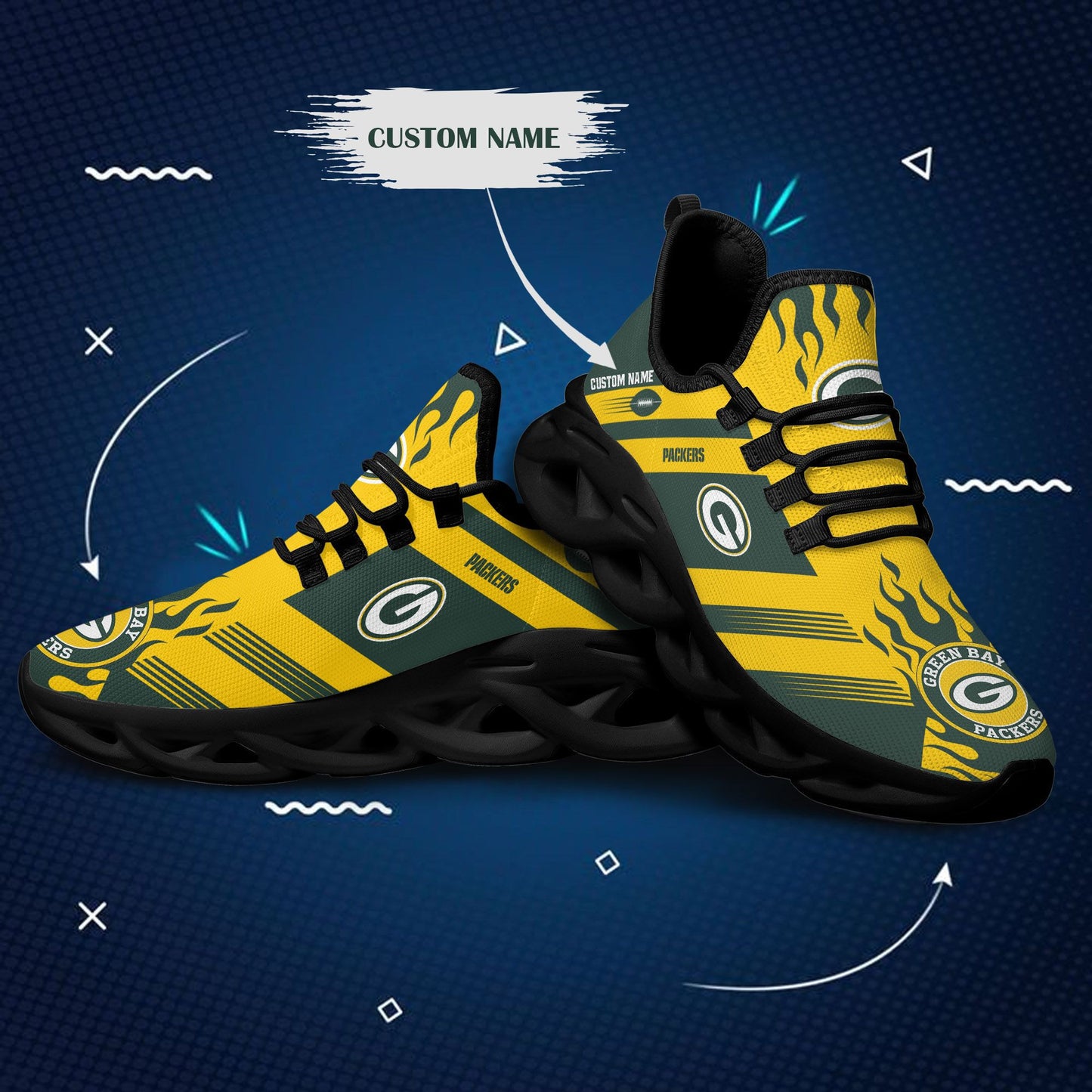 Ideafootwear Green Bay Packers NFL Max Soul Shoes Sneakers For Men And Women