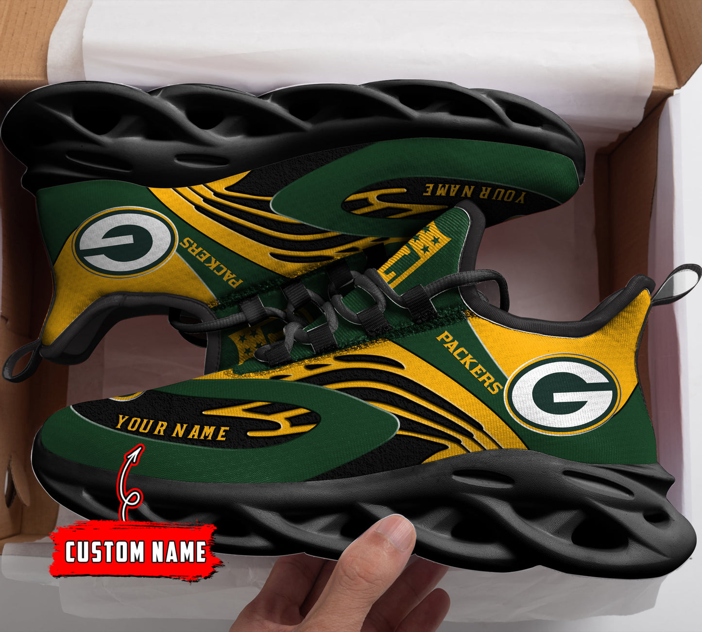 Ideafootwear Green Bay Packers NFL Max Soul Shoes Sneakers For Men And Women