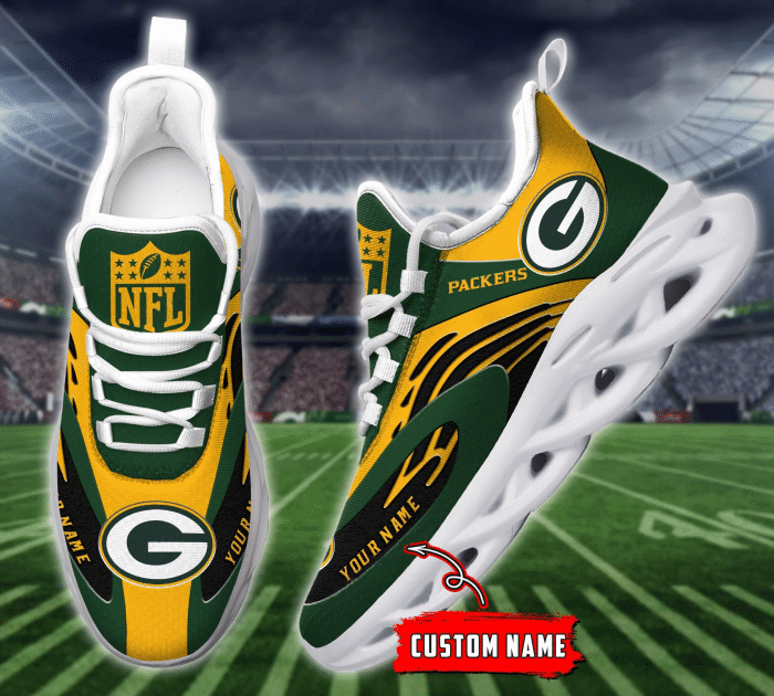 Ideafootwear Green Bay Packers NFL Max Soul Shoes Sneakers For Men And Women