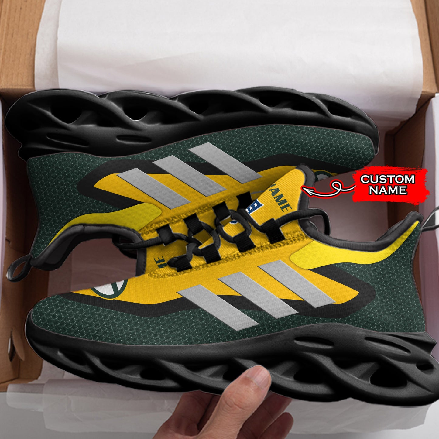 Ideafootwear Green Bay Packers NFL Max Soul Shoes Sneakers For Men And Women