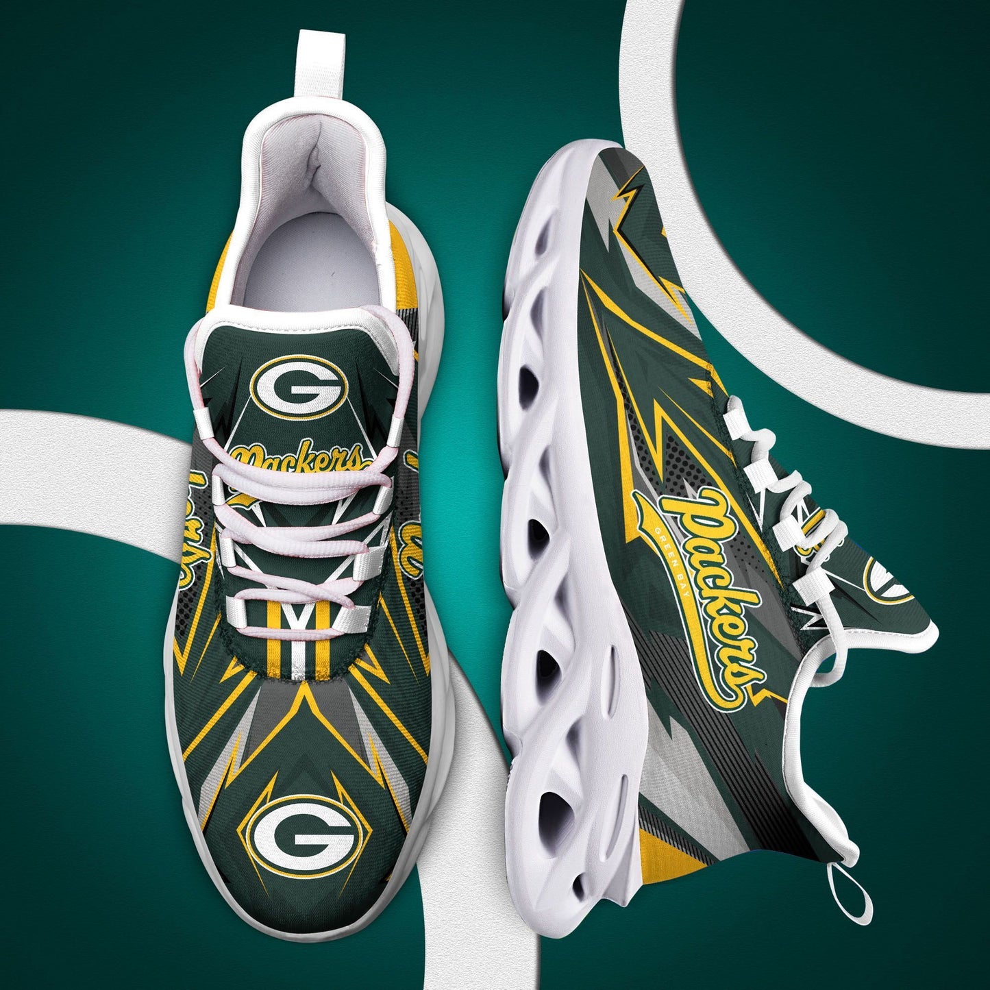 Ideafootwear Green Bay Packers NFL Max Soul Shoes Sneakers For Men And Women