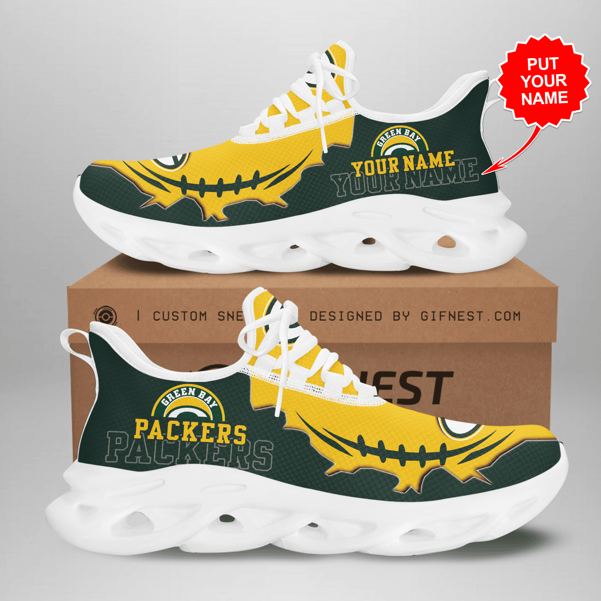 Ideafootwear Green Bay Packers NFL Max Soul Shoes Sneakers For Men And Women