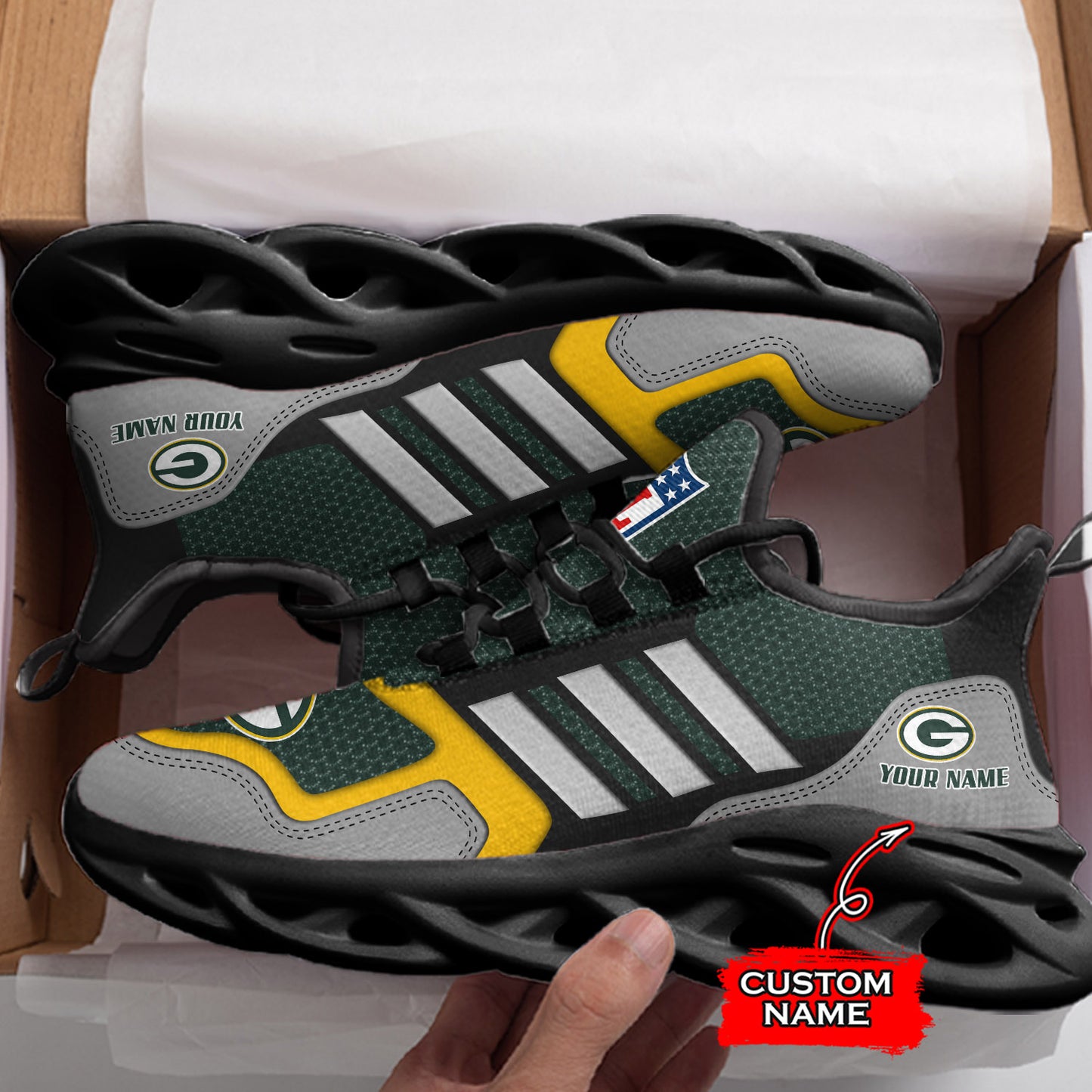 Ideafootwear Green Bay Packers NFL Max Soul Shoes Sneakers For Men And Women