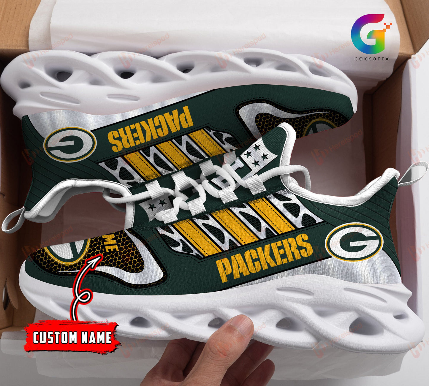 Ideafootwear Green Bay Packers NFL Max Soul Shoes Sneakers For Men And Women