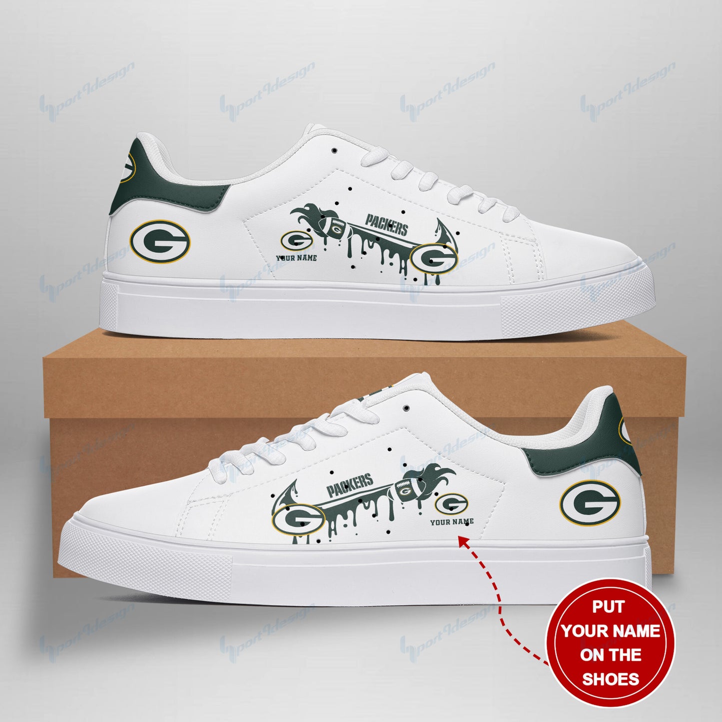 Ideafootwear Green Bay Packers Skate Stan Shoes Sneakes For Men And Women