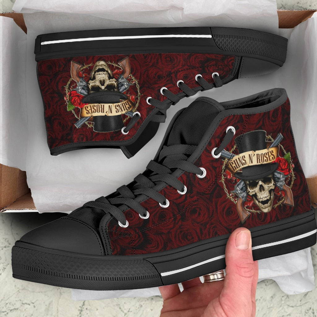Ideafootwear Guns N' Roses High Top Canvas Sneakers Shoes For Men And Women