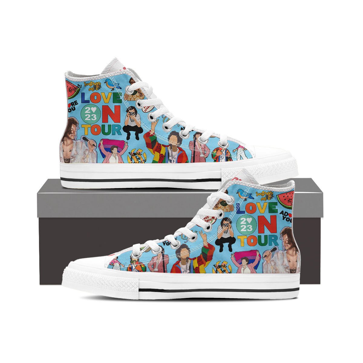 Ideafootwear Harry Styles High Top Canvas Sneakers Shoes For Men And Women