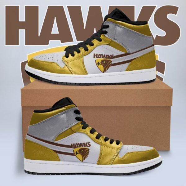 Ideafootwear Hawthorn Hawks AFL AJ1 High Sneakers Shoes For Men And Women