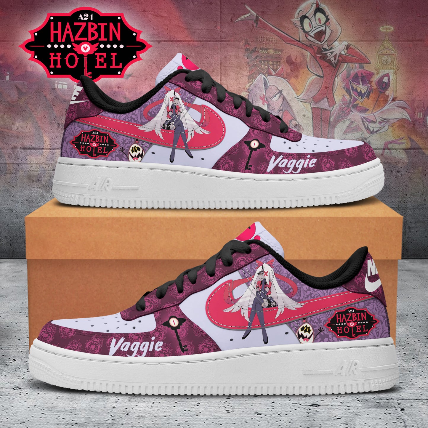 Ideafootwear Hazbin Hotel Air Low-Top Sneakers Shoes For Men And Women