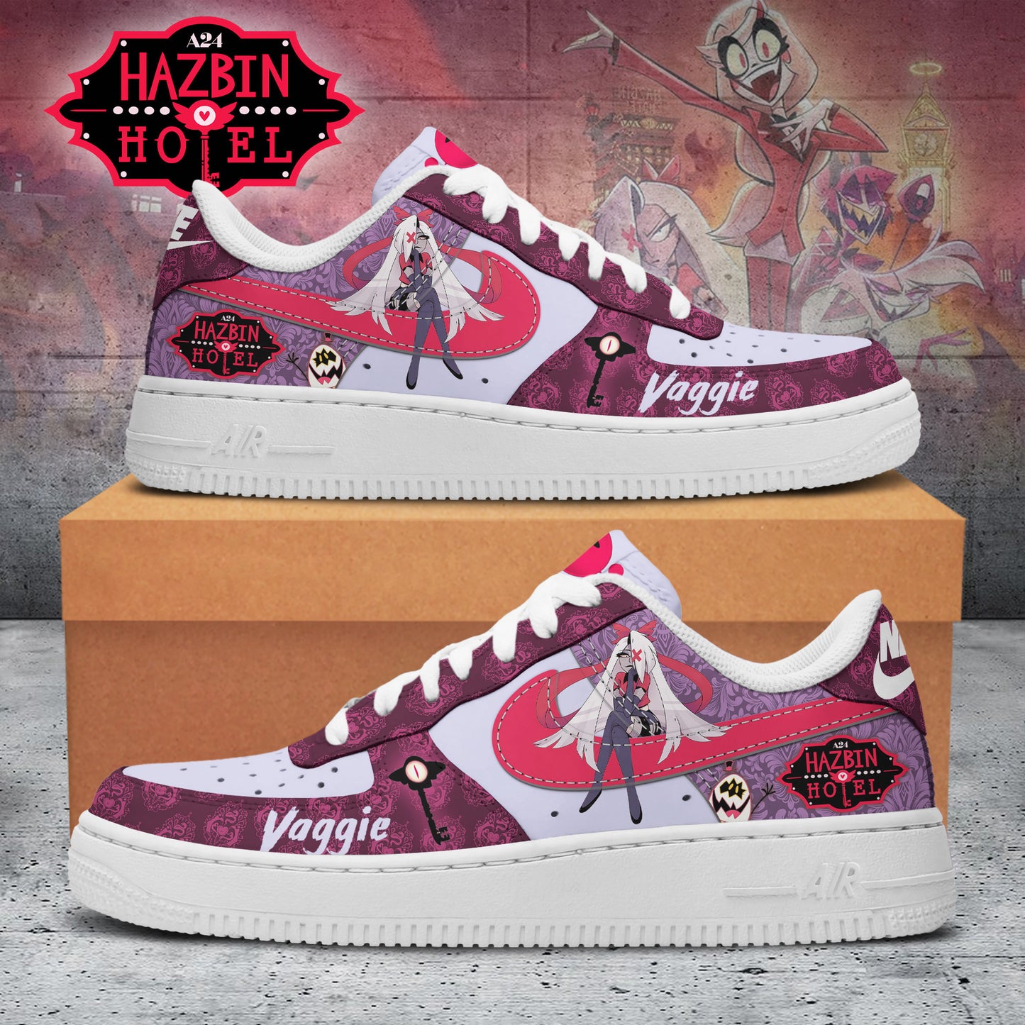 Ideafootwear Hazbin Hotel Air Low-Top Sneakers Shoes For Men And Women