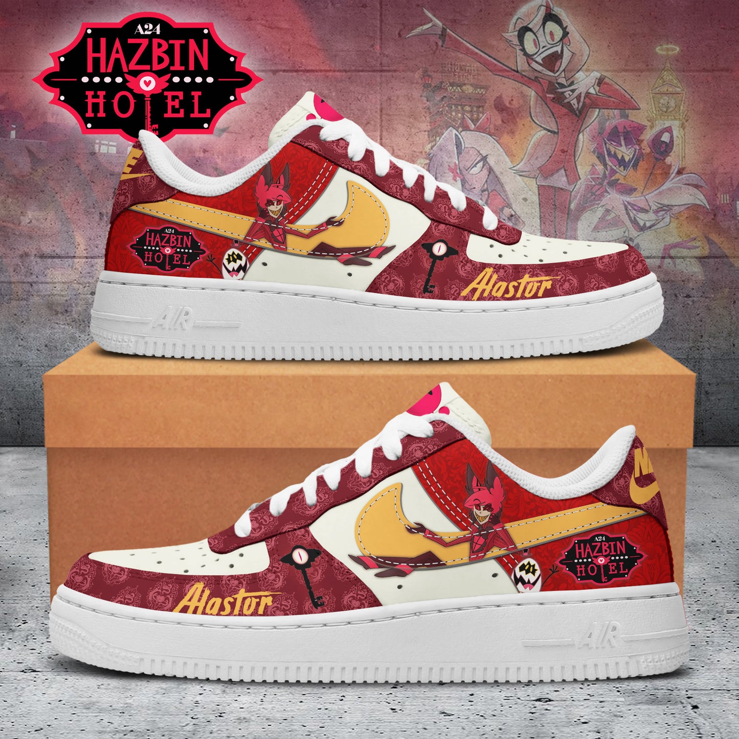 Ideafootwear Hazbin Hotel Air Low-Top Sneakers Shoes For Men And Women