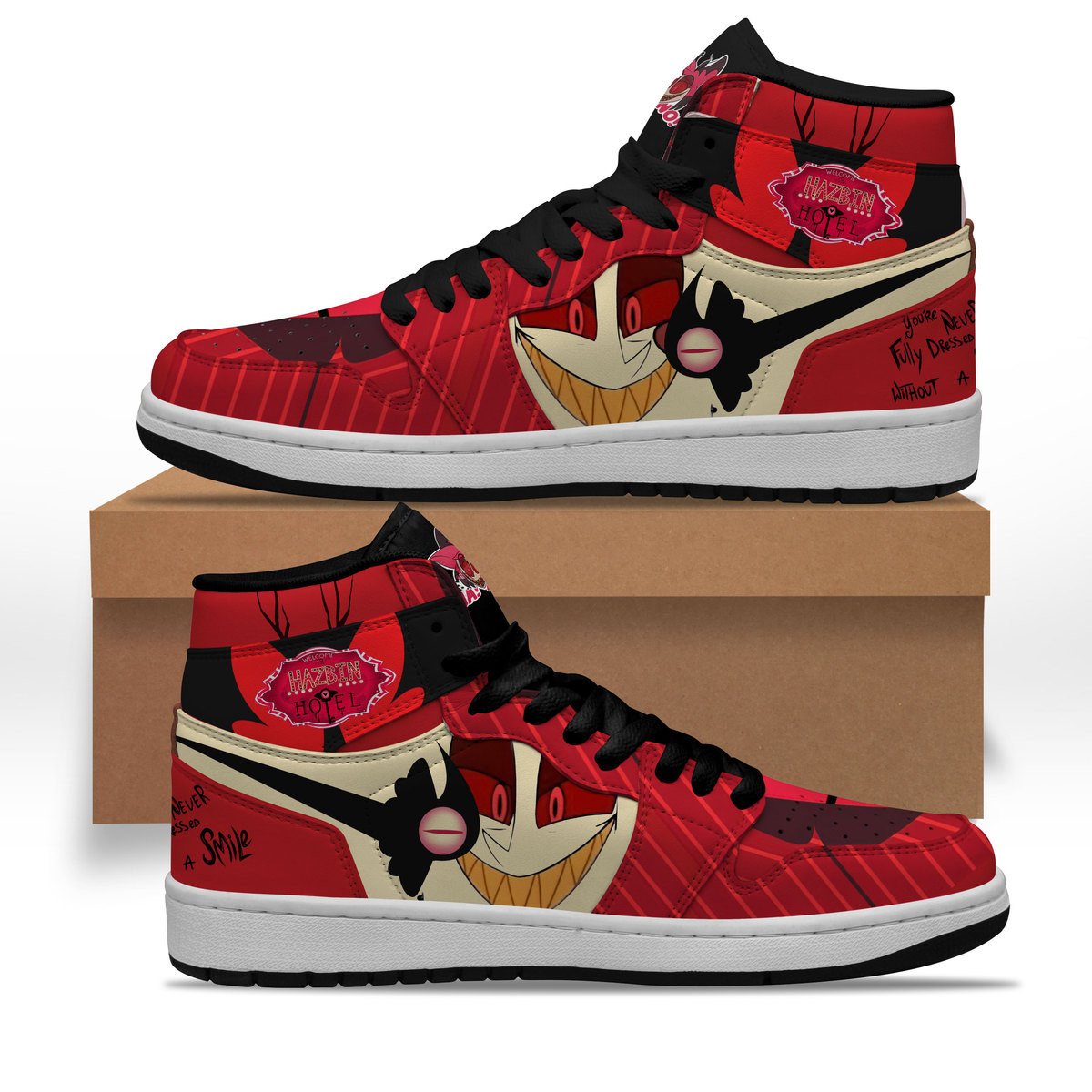 Ideafootwear Hazbin Hotel AJ1 High Sneakers Shoes For Men And Women