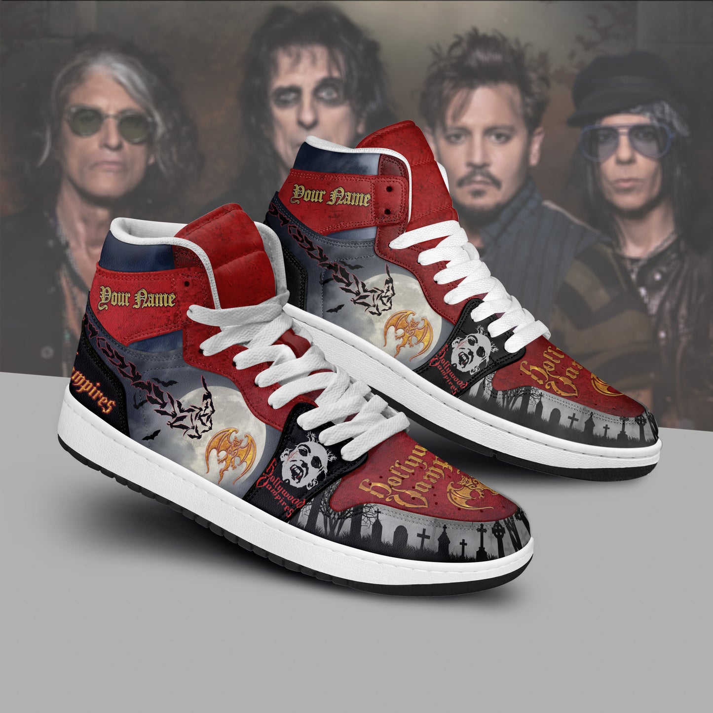 Ideafootwear Hollywood Vampires AJ1 High Sneakers Shoes For Men And Women