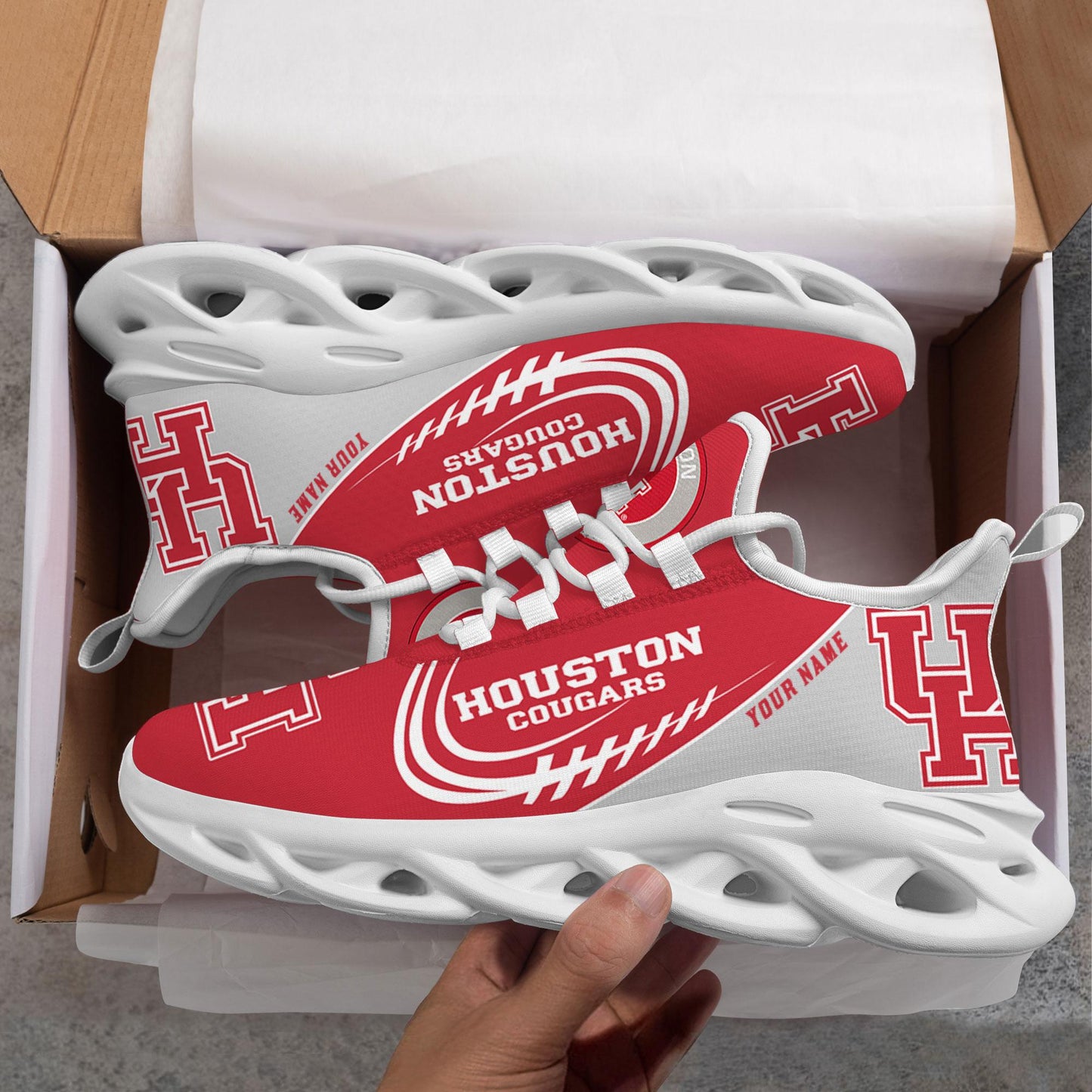 Ideafootwear Houston Cougars Max Soul Shoes Sneakers For Men And Women