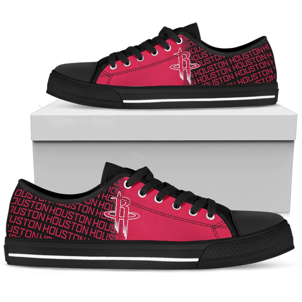 Ideafootwear Houston Rockets Low Top Canvas Sneakers Shoes For Men And Women