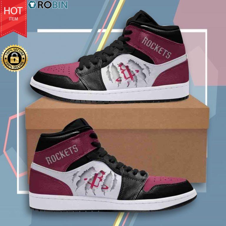Ideafootwear Houston Rockets NBA AJ1 High Sneakers Shoes For Men And Women