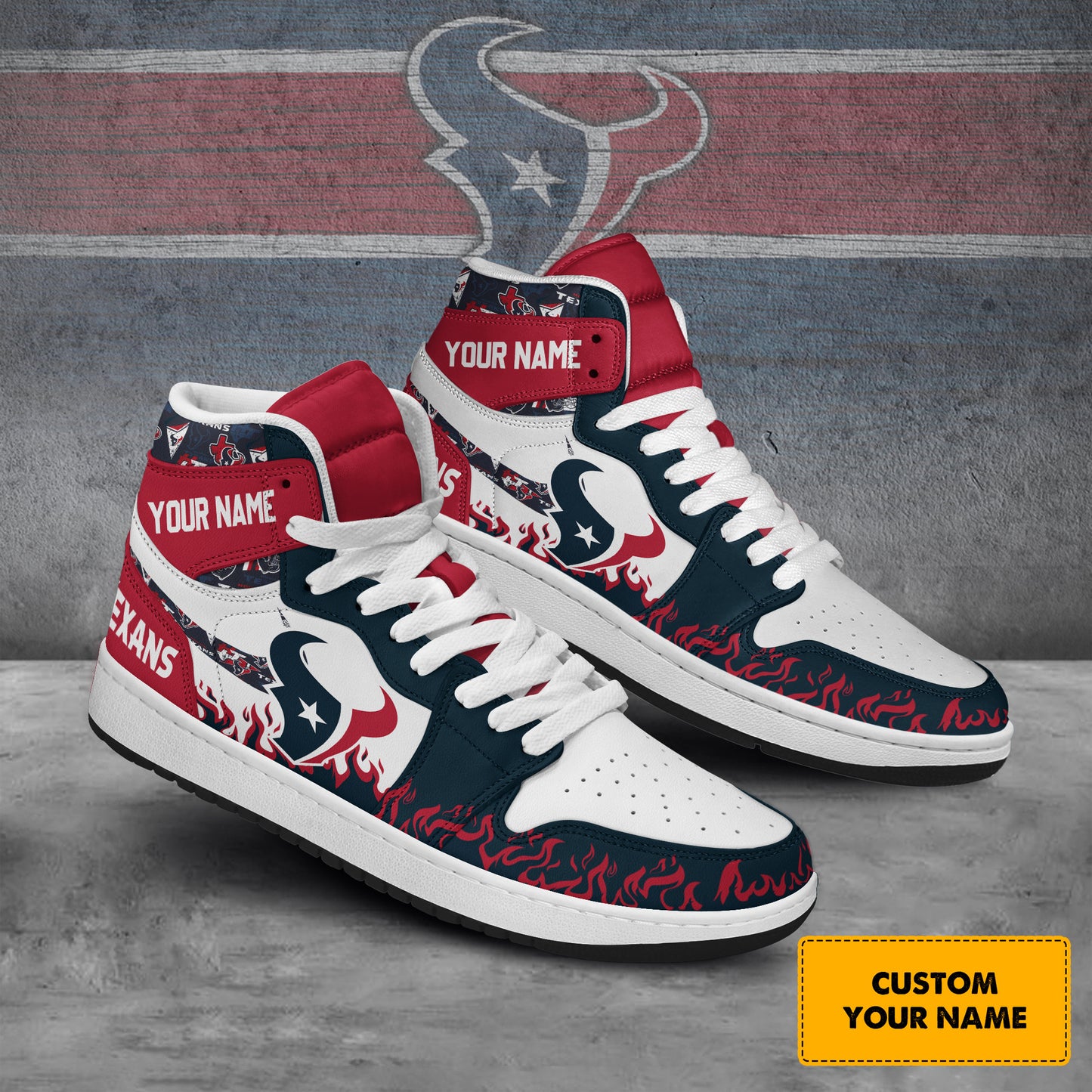Ideafootwear Houston Texans AJ1 High Sneakers Shoes For Men And Women