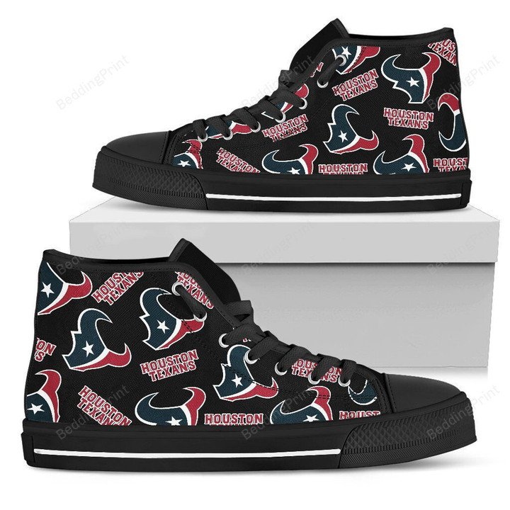 Ideafootwear Houston Texans High Top Canvas Sneakers Shoes For Men And Women