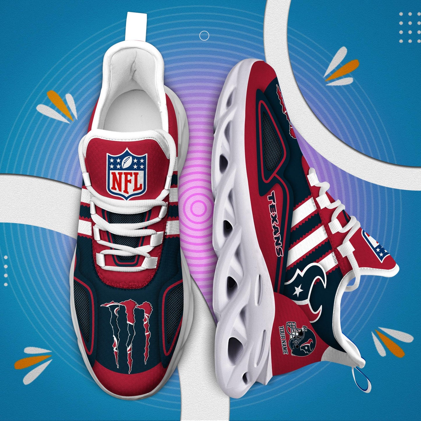 Ideafootwear Houston Texans Max Soul Shoes Sneakers For Men And Women