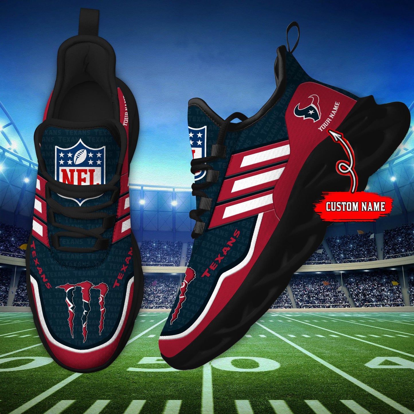 Ideafootwear Houston Texans Max Soul Shoes Sneakers For Men And Women