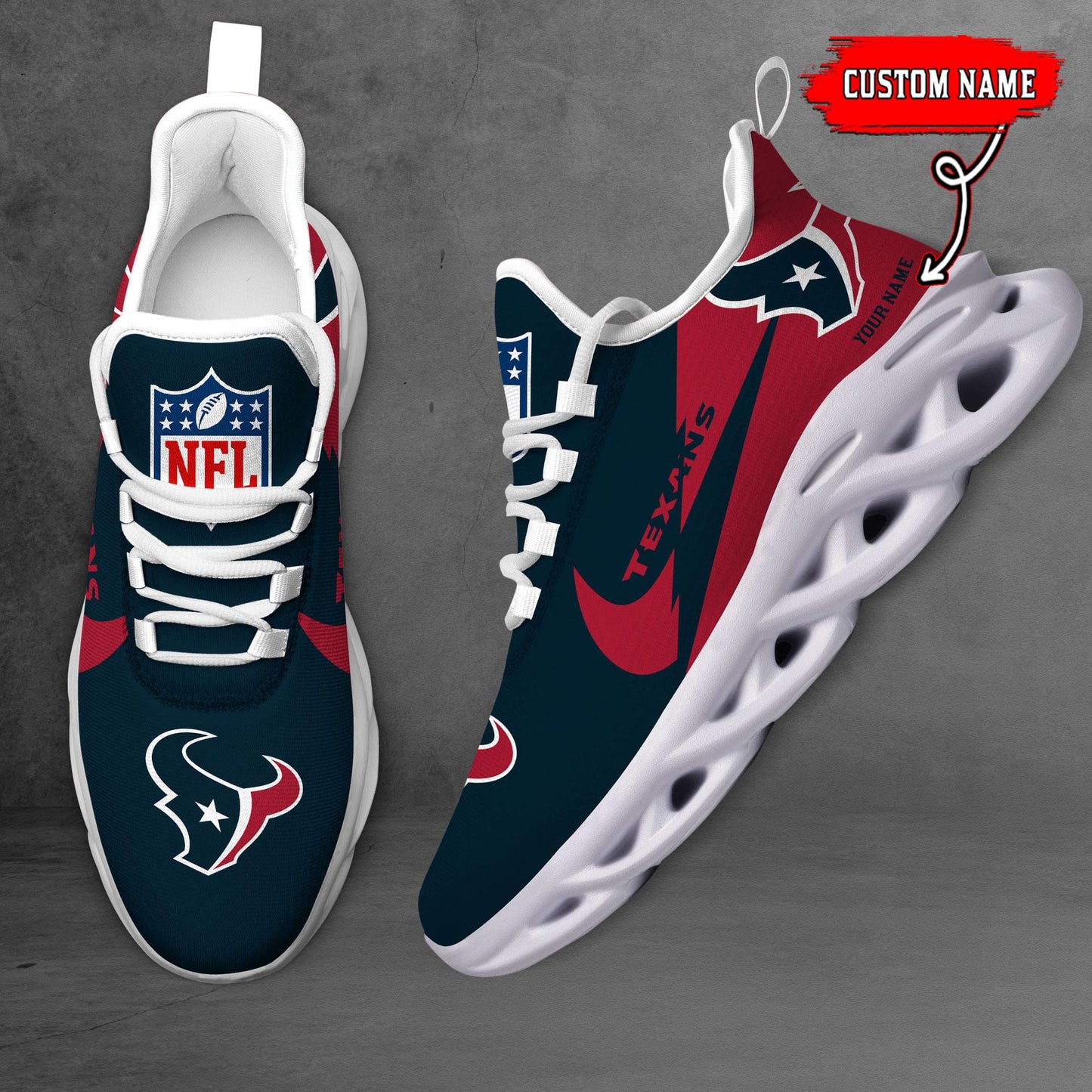 Ideafootwear Houston Texans Max Soul Shoes Sneakers For Men And Women