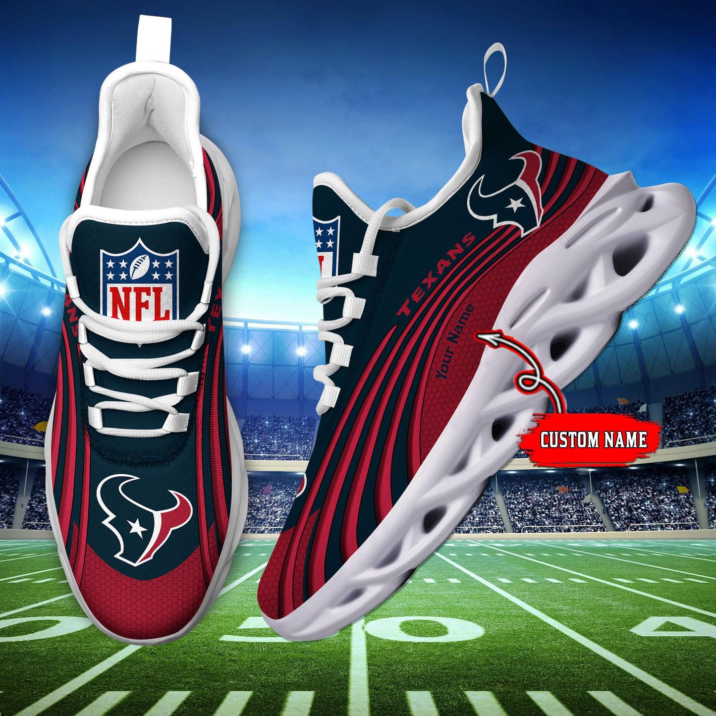 Ideafootwear Houston Texans Max Soul Shoes Sneakers For Men And Women