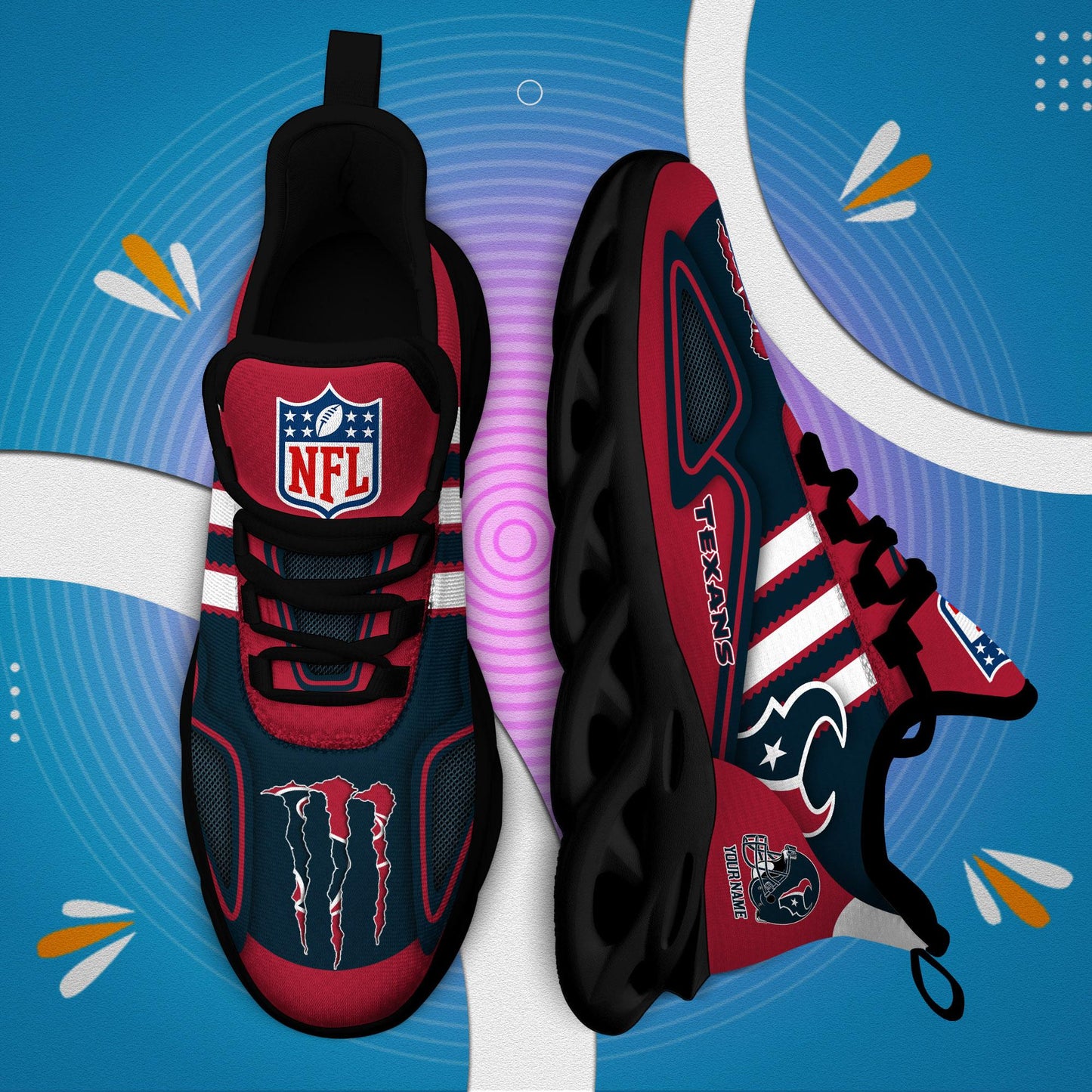 Ideafootwear Houston Texans Max Soul Shoes Sneakers For Men And Women