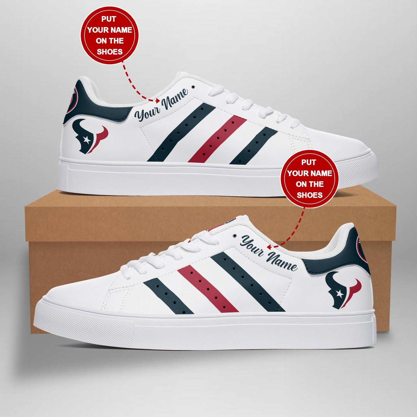 Ideafootwear Houston Texans Skate Stan Shoes Sneakes For Men And Women