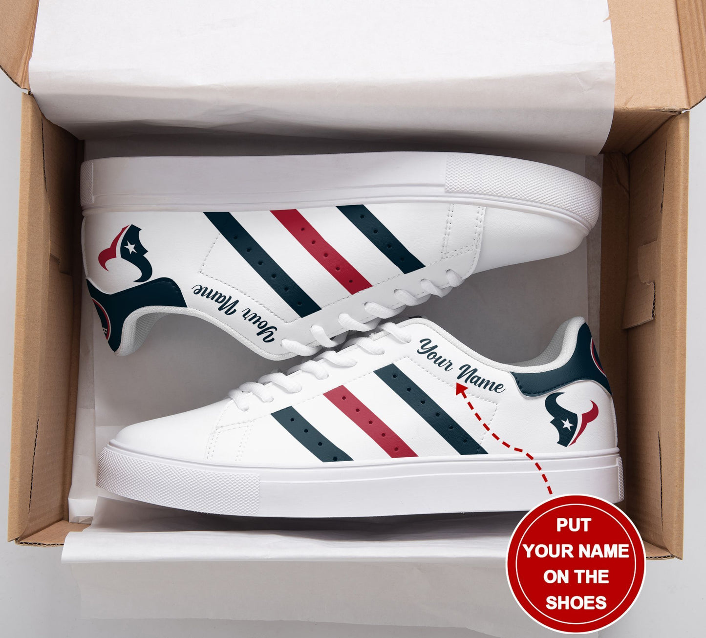 Ideafootwear Houston Texans Skate Stan Shoes Sneakes For Men And Women