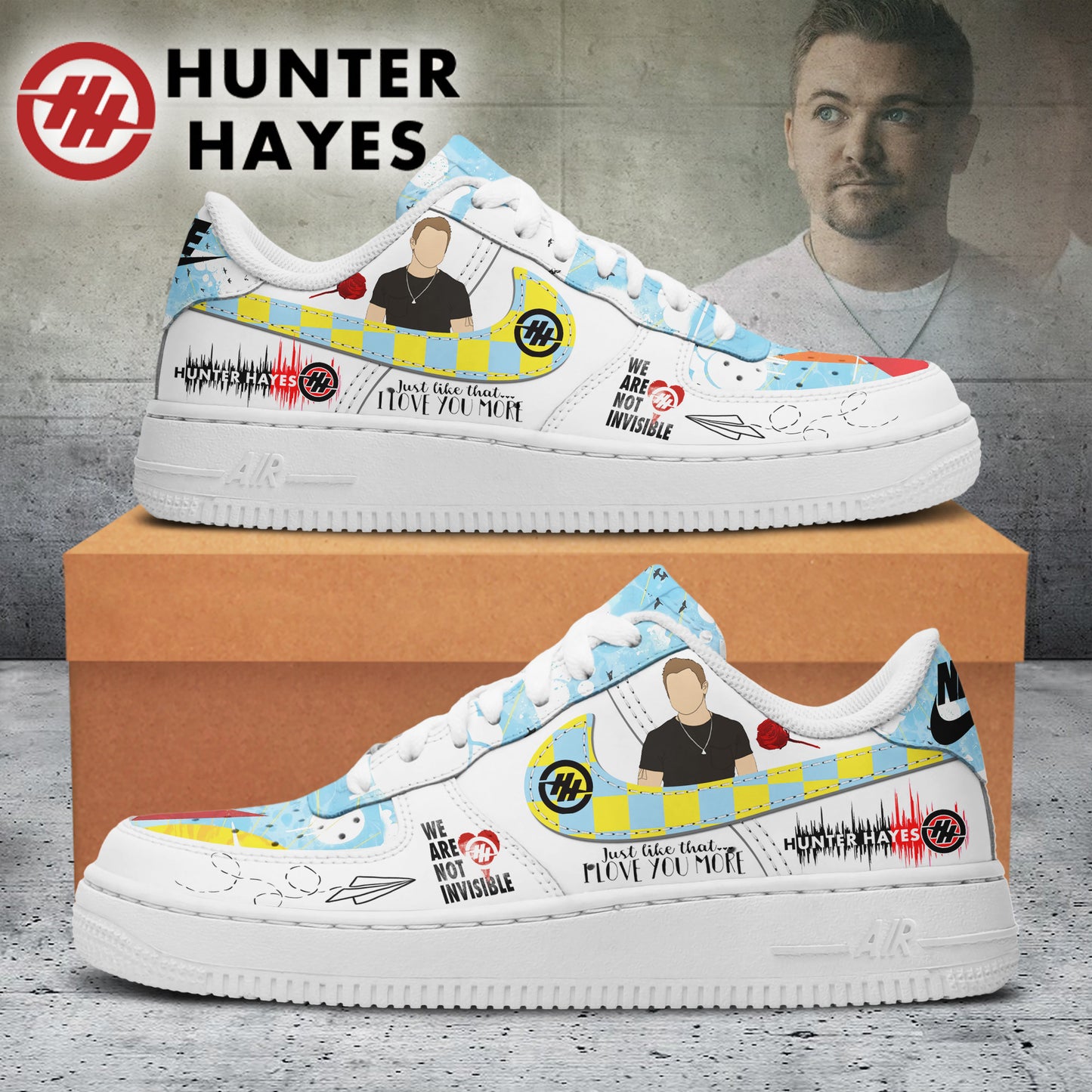 Ideafootwear Hunter Hayes Air Low-Top Sneakers Shoes For Men And Women