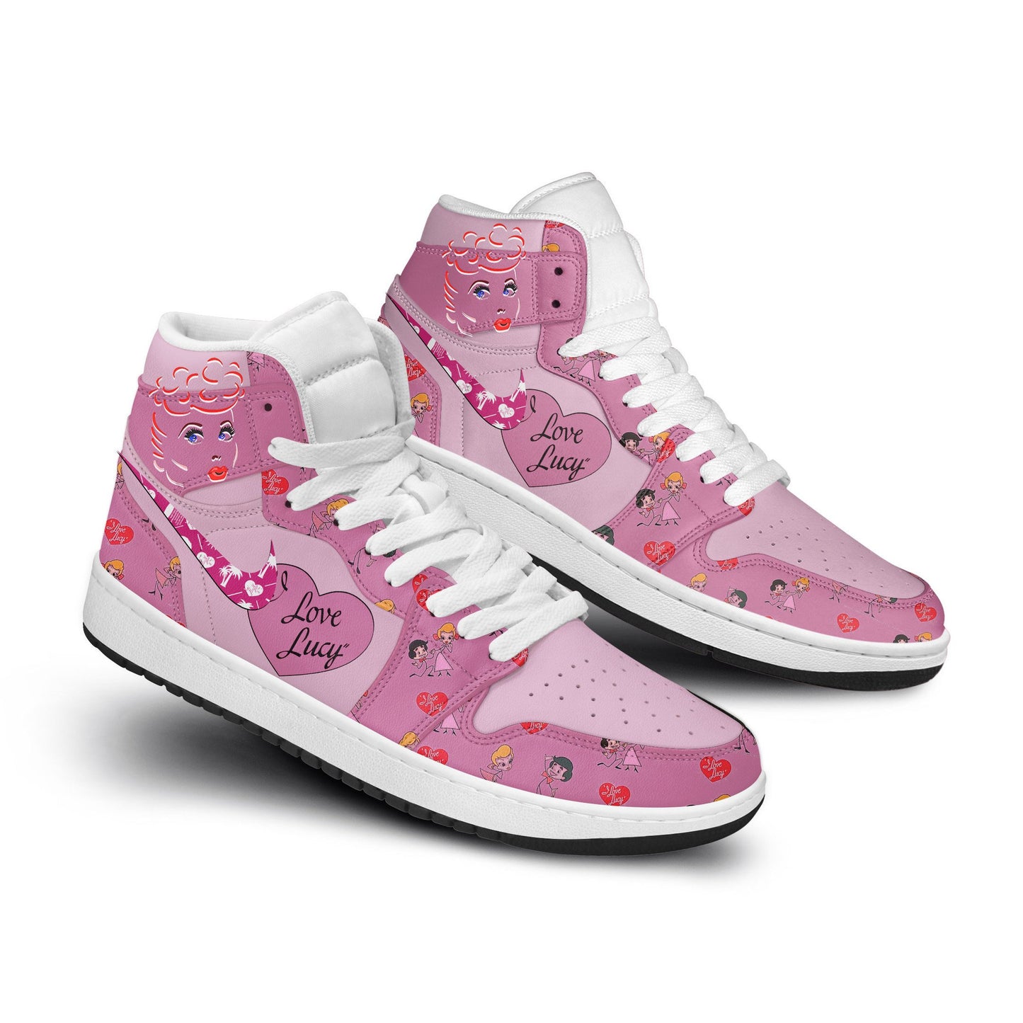 Ideafootwear I Love Lucy AJ1 High Sneakers Shoes For Men And Women