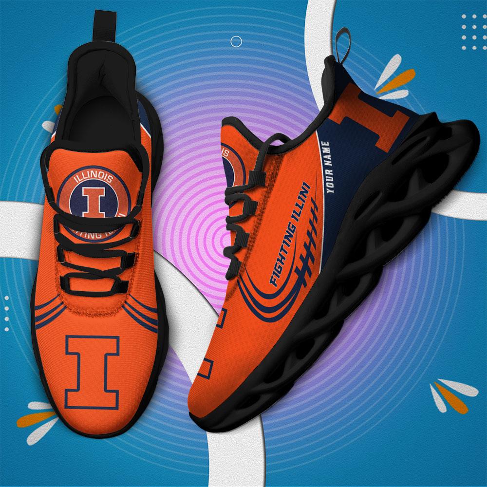Ideafootwear Illinois Fighting Illini Max Soul Shoes Sneakers For Men And Women
