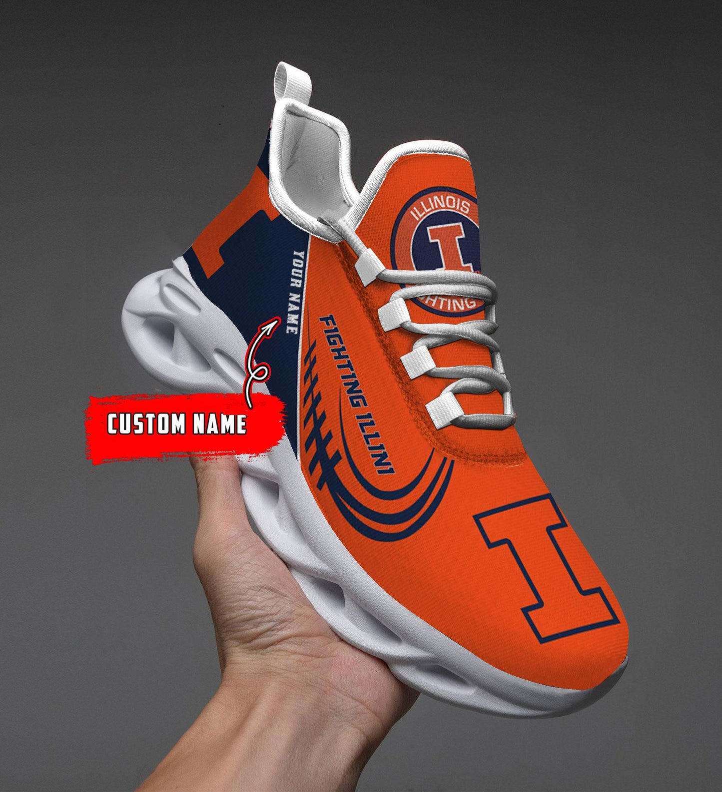 Ideafootwear Illinois Fighting Illini Max Soul Shoes Sneakers For Men And Women