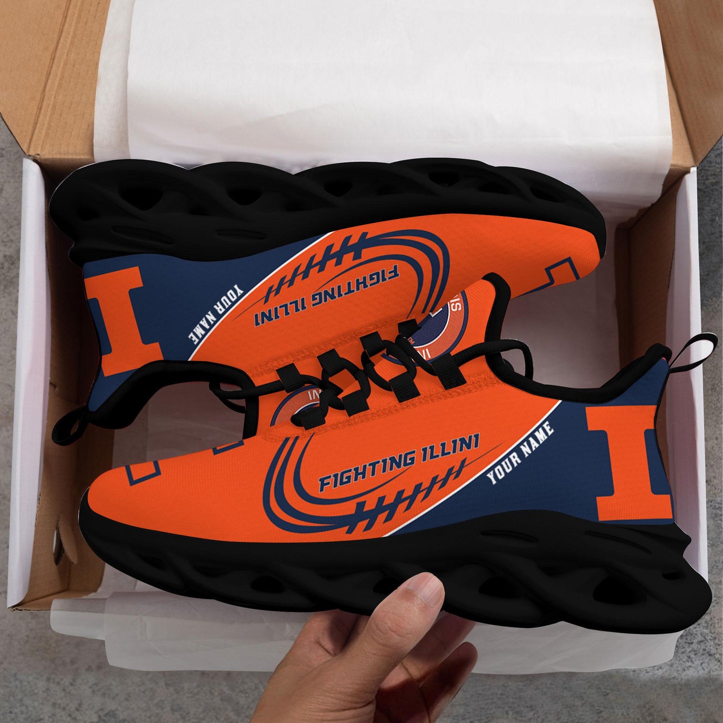 Ideafootwear Illinois Fighting Illini Max Soul Shoes Sneakers For Men And Women