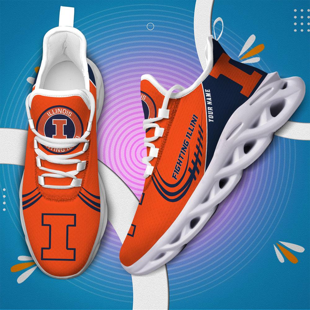 Ideafootwear Illinois Fighting Illini Max Soul Shoes Sneakers For Men And Women