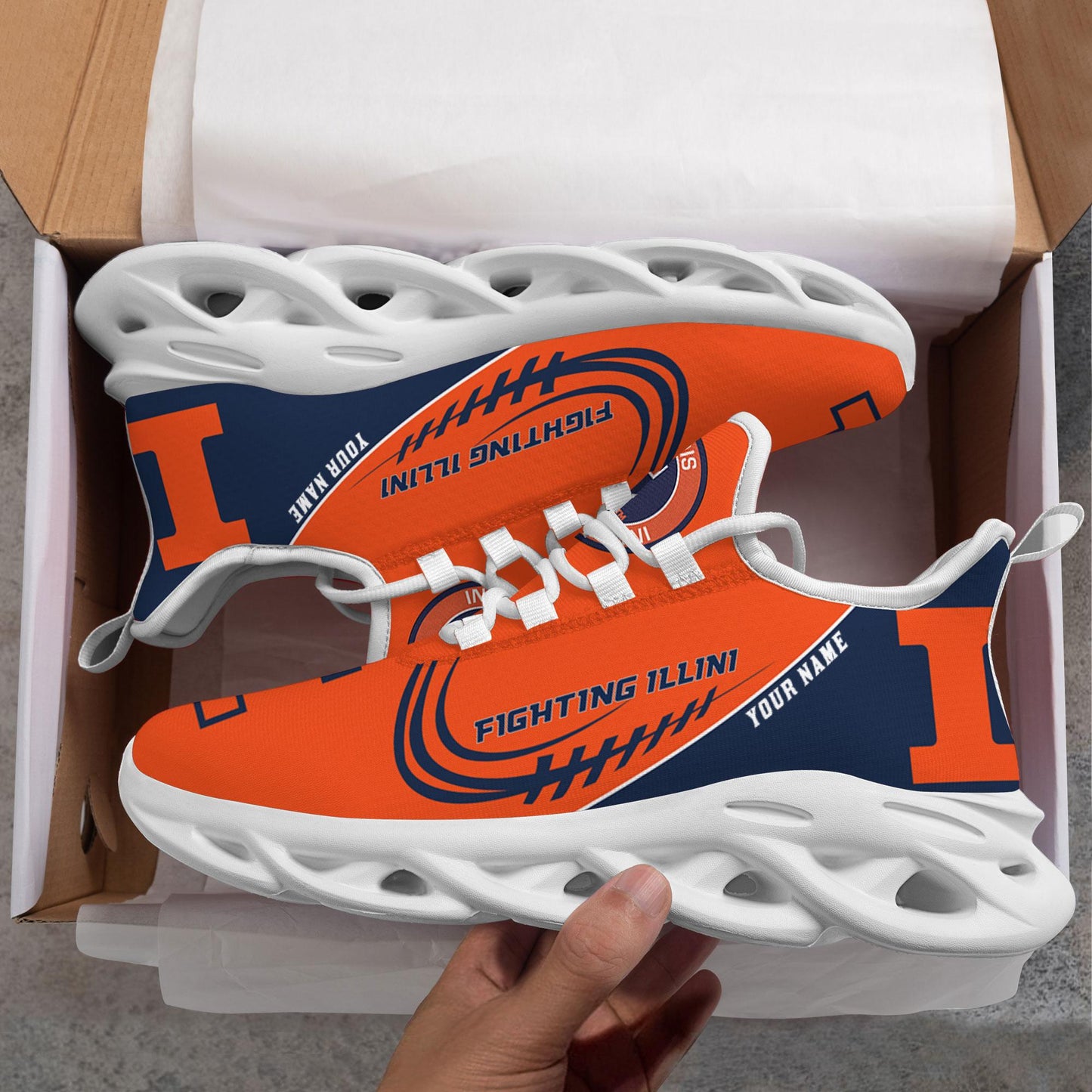Ideafootwear Illinois Fighting Illini Max Soul Shoes Sneakers For Men And Women