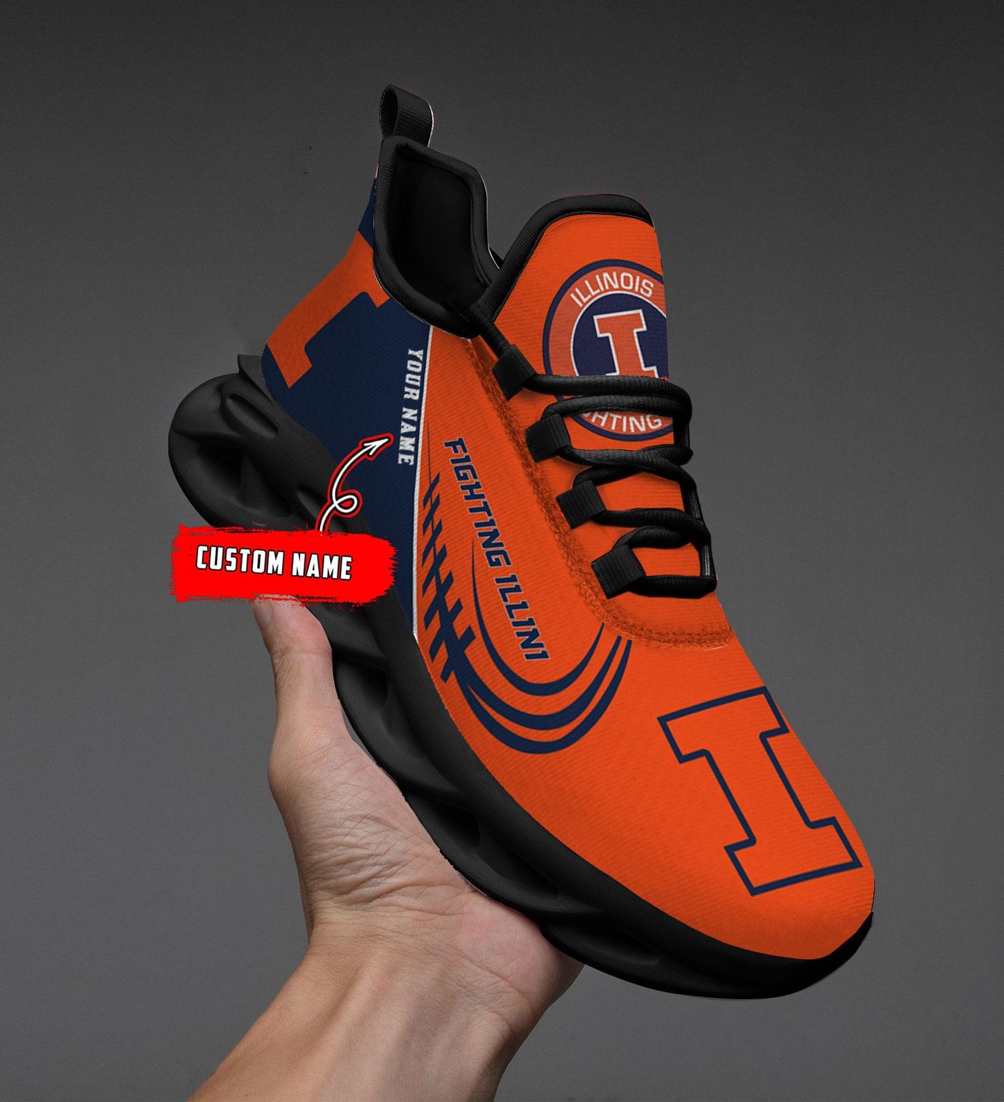 Ideafootwear Illinois Fighting Illini Max Soul Shoes Sneakers For Men And Women