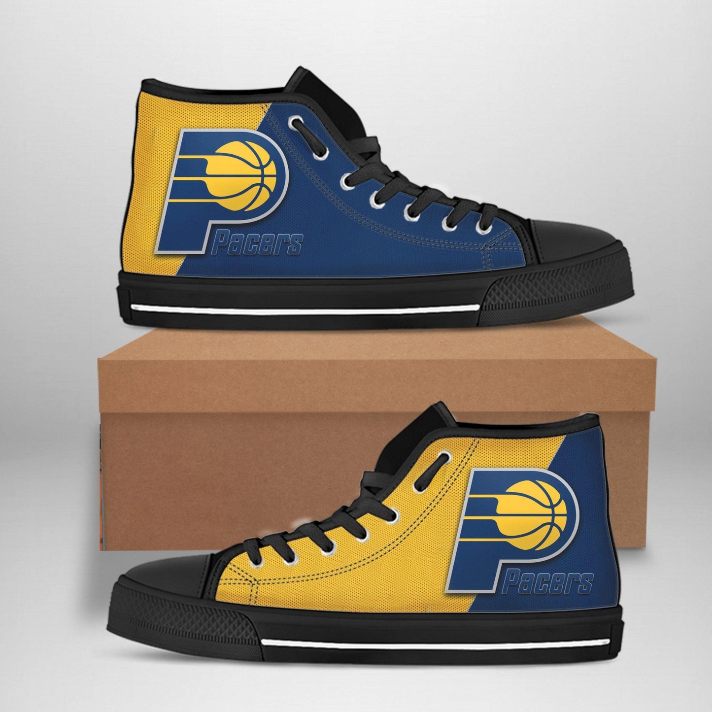 Ideafootwear Indiana Pacers High Top Canvas Sneakers Shoes For Men And Women