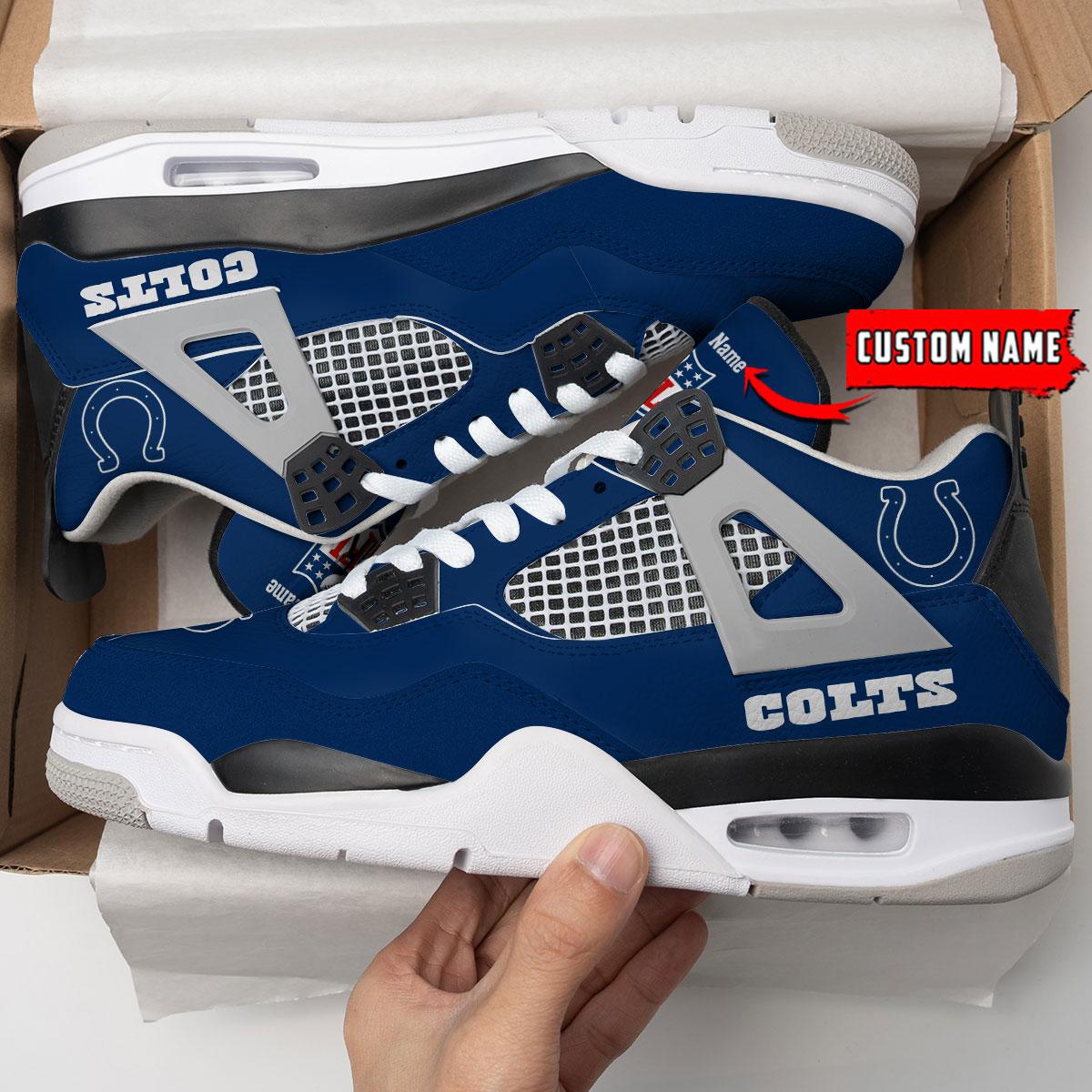Ideafootwear Indianapolis Colts AJ4 Sneakers Shoes For Men And Women