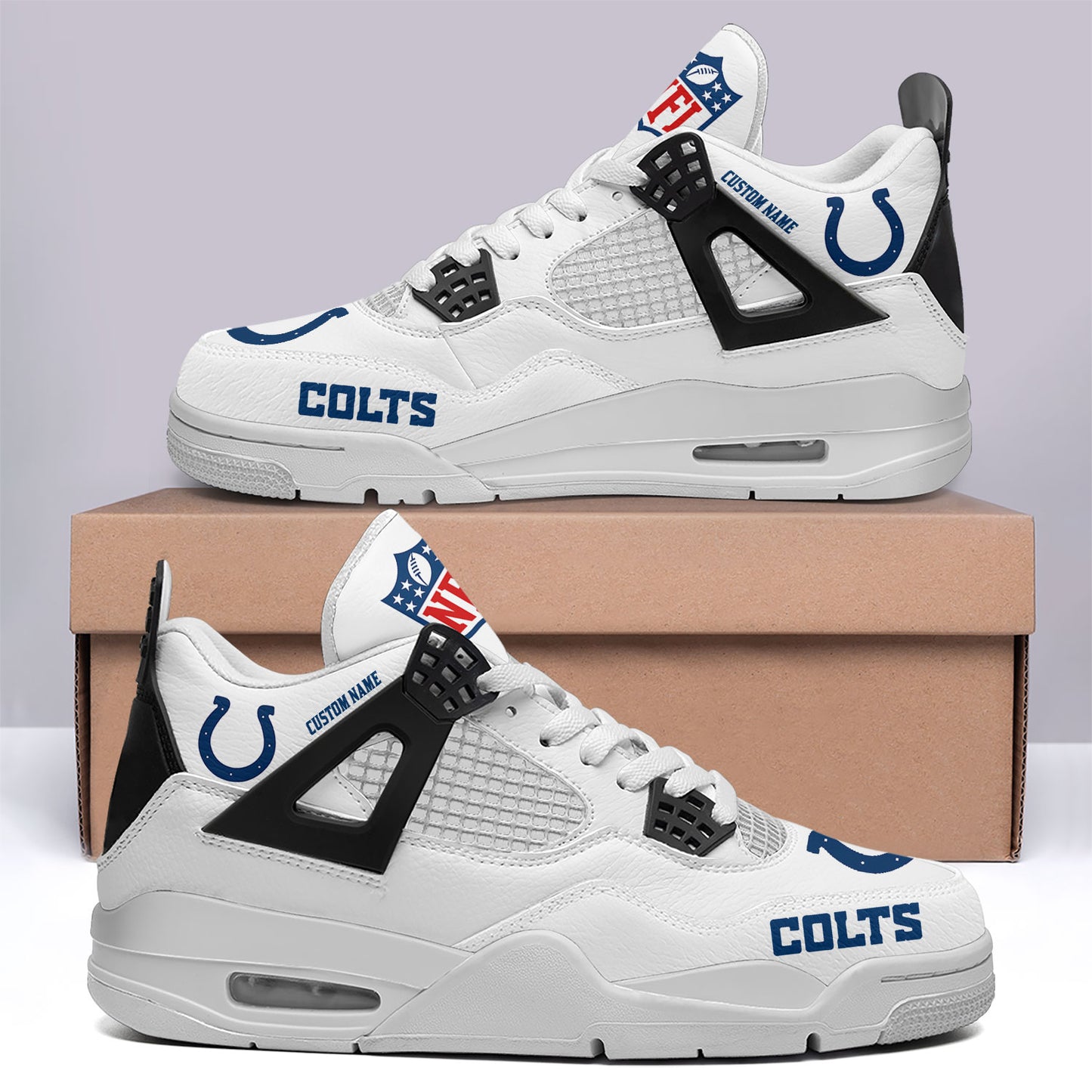 Ideafootwear Indianapolis Colts AJ4 Sneakers Shoes For Men And Women
