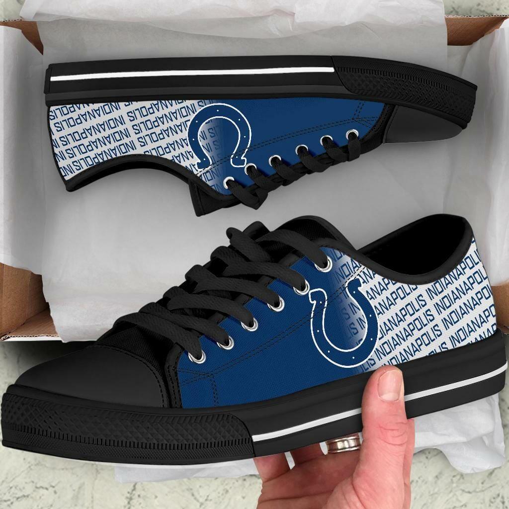 Ideafootwear Indianapolis Colts Low Top Canvas Sneakers Shoes For Men And Women