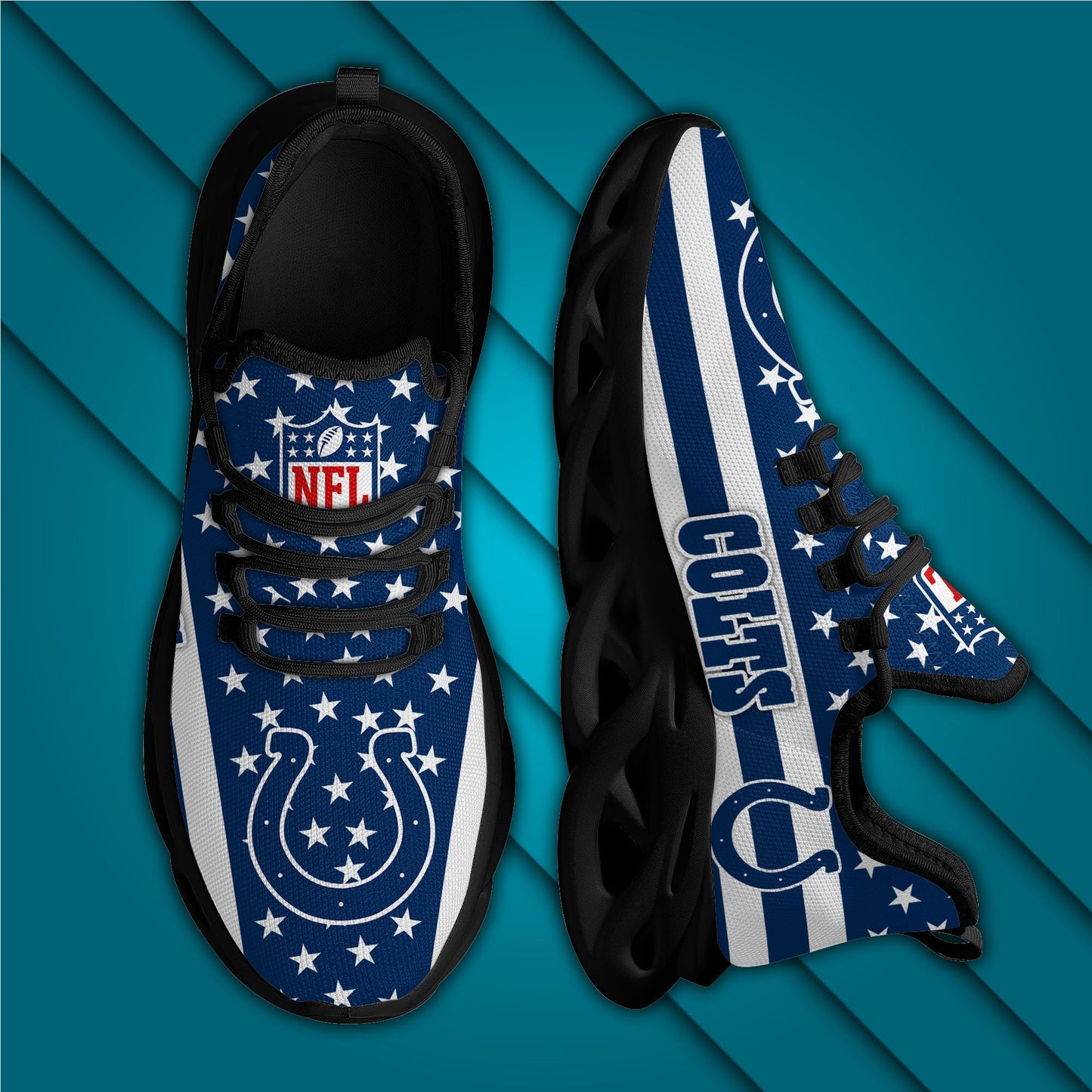 Ideafootwear Indianapolis Colts NFL Max Soul Shoes Sneakers For Men And Women