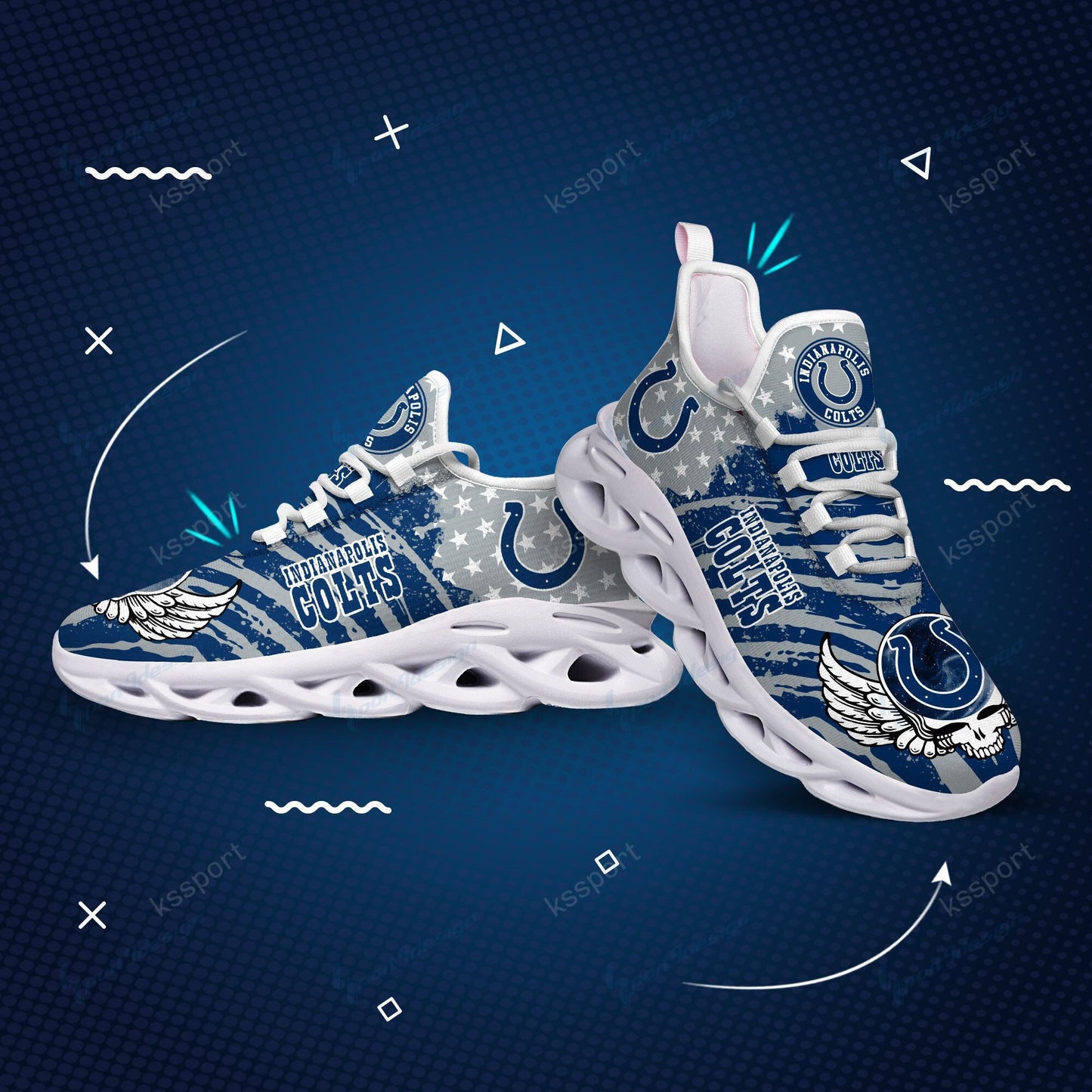 Ideafootwear Indianapolis Colts NFL Max Soul Shoes Sneakers For Men And Women
