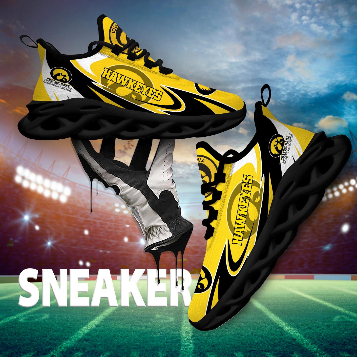 Ideafootwear Iowa Hawkeyes Max Soul Shoes Sneakers For Men And Women