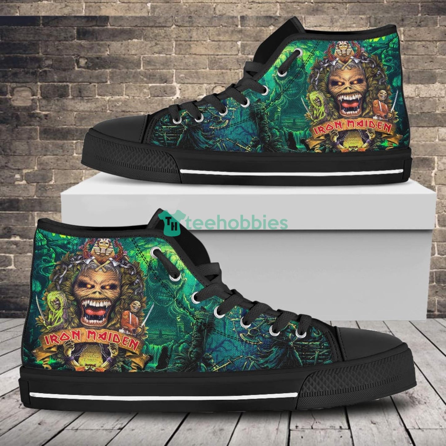 Ideafootwear Iron Maiden High Top Canvas Sneakers Shoes For Men And Women