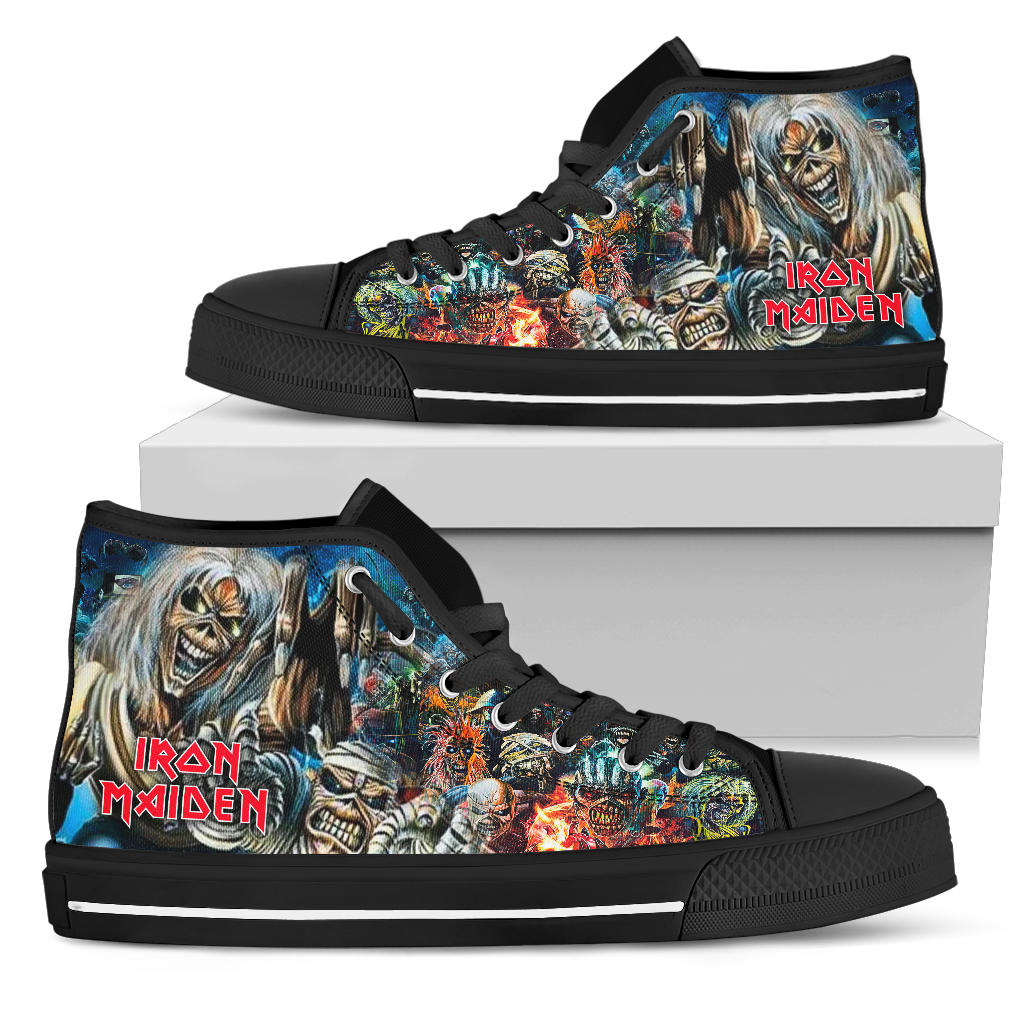 Ideafootwear Iron Maiden High Top Canvas Sneakers Shoes For Men And Women