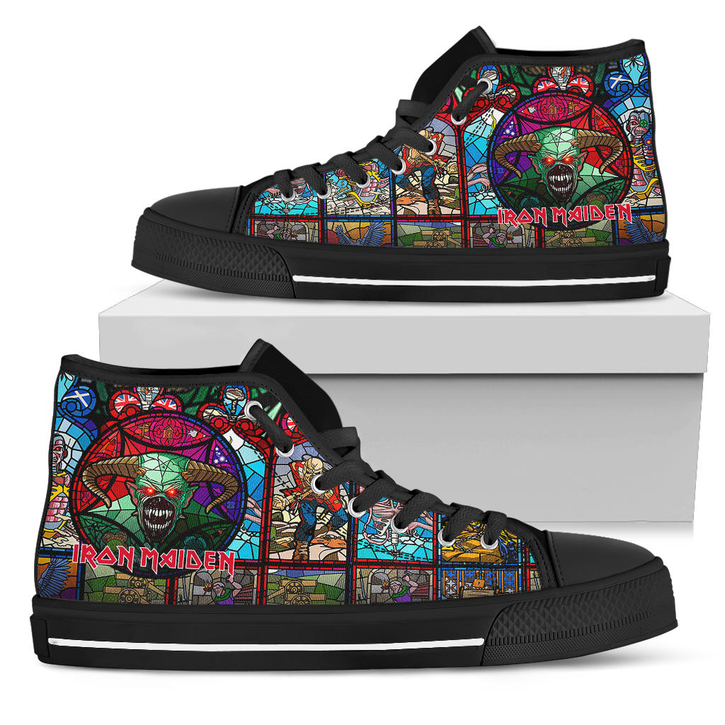 Ideafootwear Iron Maiden High Top Canvas Sneakers Shoes For Men And Women