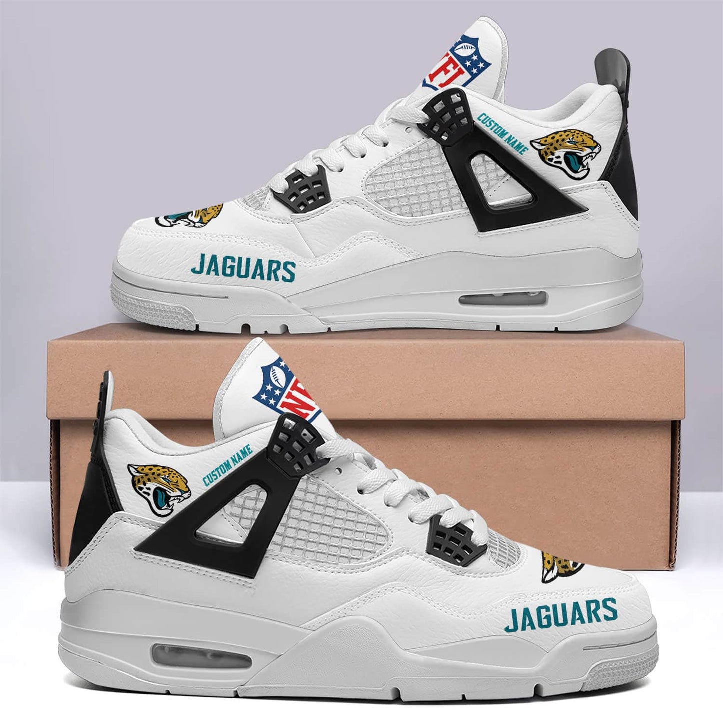 Ideafootwear Jacksonville Jaguars AJ4 Sneakers Shoes For Men And Women