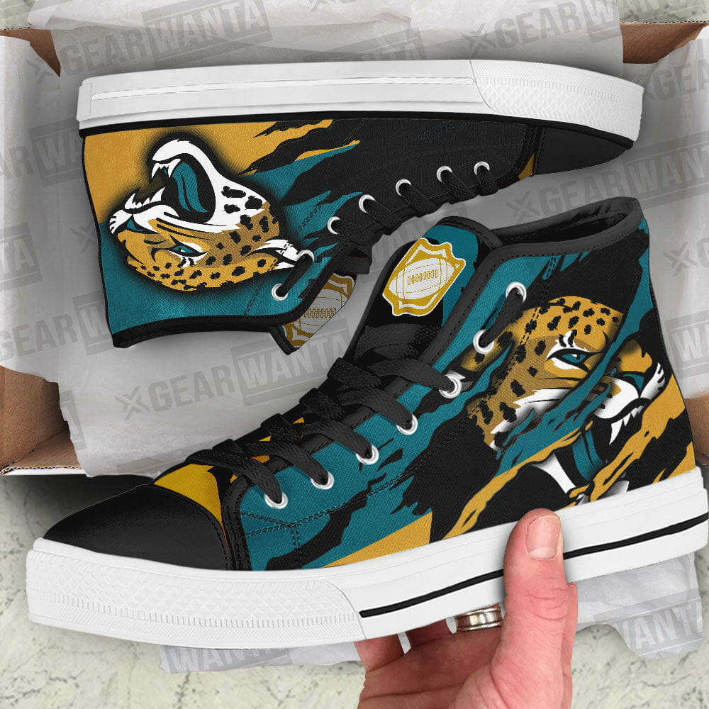 Ideafootwear Jacksonville Jaguars High Top Canvas Sneakers Shoes For Men And Women